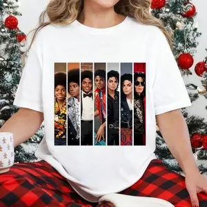 100% cotton T-shirt 100 Percent Cotton Fashion Statement T-Shirt Michael Jackson Evolution Design Summer Wear Gift For Music Lovers #   Michael Jackson #   Jaafar Jackson #   biopic #   music legend