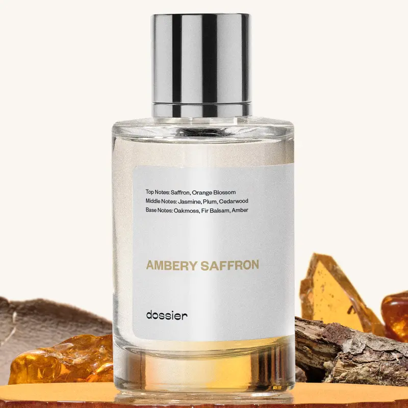 Ambery Saffron, Dossier, Unisex Perfume, Eau de Parfum, 50ml-100ml-150ml, Saffron, Oakmoss, Jasmine, Plum, Cedarwood