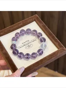 Hylemi Simulated Uruguay Amethyst Bracelet, 12mm Lavender Faux Crystal Beaded Stretch Bracelet
