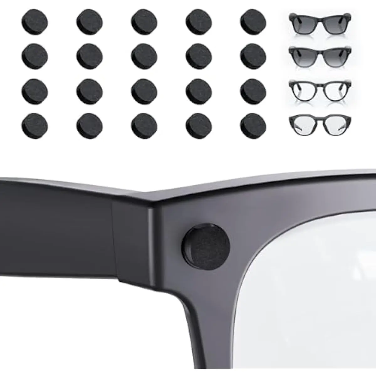 20PCS LED Light Blocking Stickers Compatible with Ray-Ban Meta Wayfarer/Skyler/Headliner (Gen 2) & Oakley Meta HSTN Smart Glasses Accessories, Low-Tack Restickable Blackout Camera Light Covers