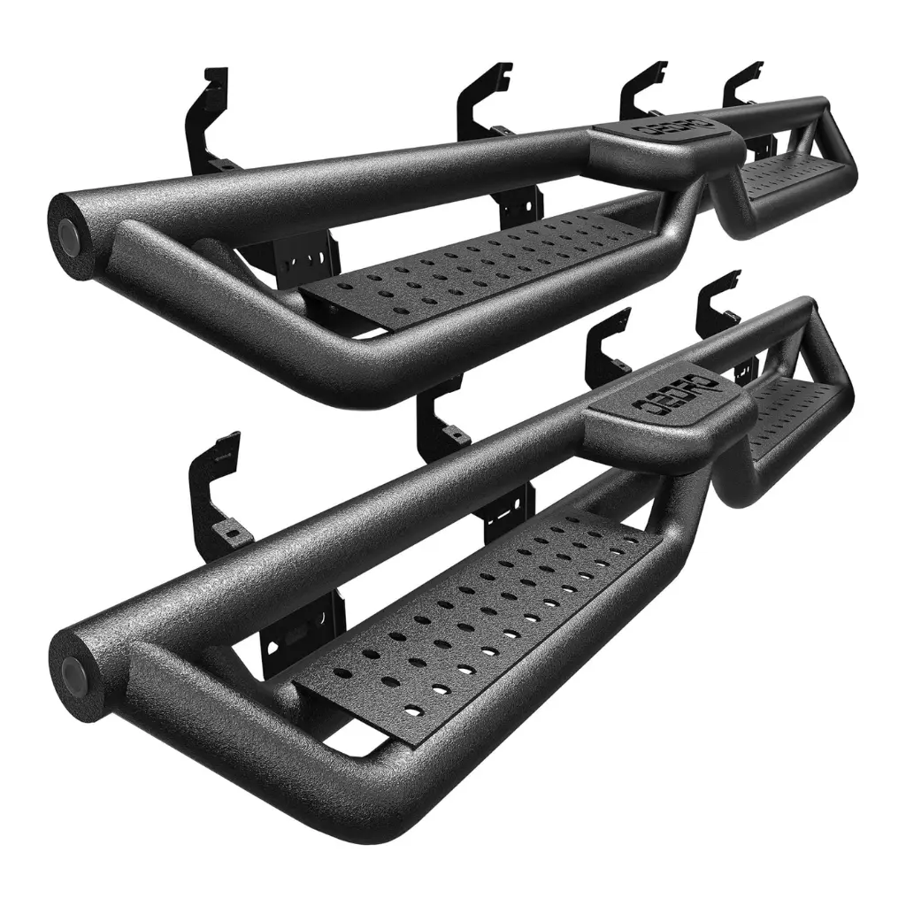 YITAMOTOR Running Boards for 2019-2024 Chevrolet Silverado/GMC Sierra 1500 Crew Cab/2020-2024 Chevrolet Silverado/GMC Sierra 2500HD 3500HD Two-Stair Side Steps Rail Drop Nerf Bars Carbon Steel