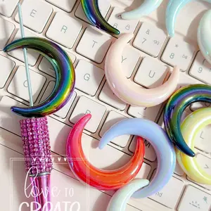 Mix of 5 large Moon Beads for Crafting and Jewelry Making - Perfect for Charms, Keychains, and More!