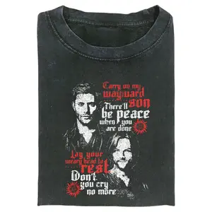Carry On My Wayward Son Shirt, Supernatural Sam and Dean Winchester Shirt, Gift for Men, Gift for Women, Crew Neck T-shirt