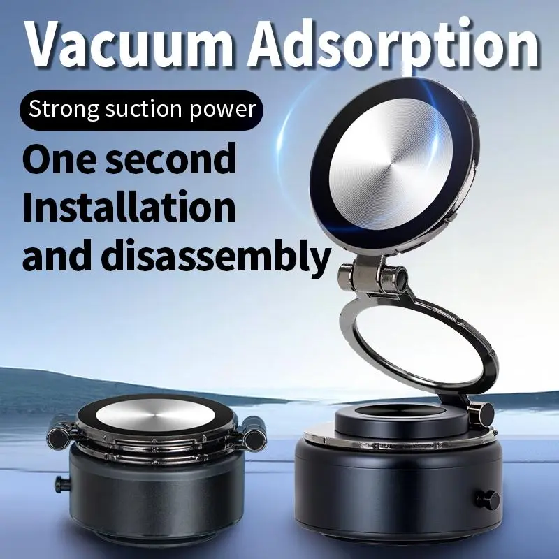 360Degree rotatable charging  automatic suction strong suction smartphone holder suitable for all iPhone and Samsung smartphone car holders,adjustable and foldable multifunctional  phone holder vacuum magnetic Blue