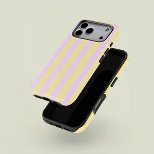Striped Colorblock Smartphone Protective Case Cover, Durable Two-In-One Protection, Fits iPhone 17 16 15 14 13 12 Pro Max, Samsung Galaxy S25 S24 S23 S22 Ultra Series