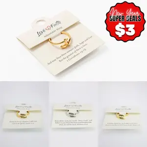 Love in Faith | Adjustable Gold & Platinum Brass Rings – Luxurious, Comfortable Adjustable Rings with Meaningful Faith Design | A Loving Gift for Christmas, Birthdays & Anniversaries