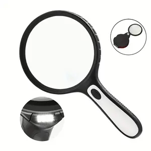 Handheld Magnifying Glass with 4 LED Lights, Portable High Definition Reading Aid for Seniors and Children, Abs Material, No Ca Prop 65 Warning