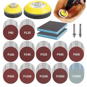 120Pcs/Set 75mm Sanding Discs with 2 Backer Pads and Sanding Sponge Sander for Drill Grinder Rotary Tools Attachment with 1/4" Shanks,Sanding Pads 80-3000 Grit Drill Sanding Attachment,Hand Tools Kits