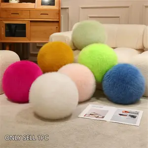 Realistic Fur Long Plush Round Ball Pillow Toy, Home Decoration, Birthday Gift, Mother's Day Gift, New Year Gift, Unisex