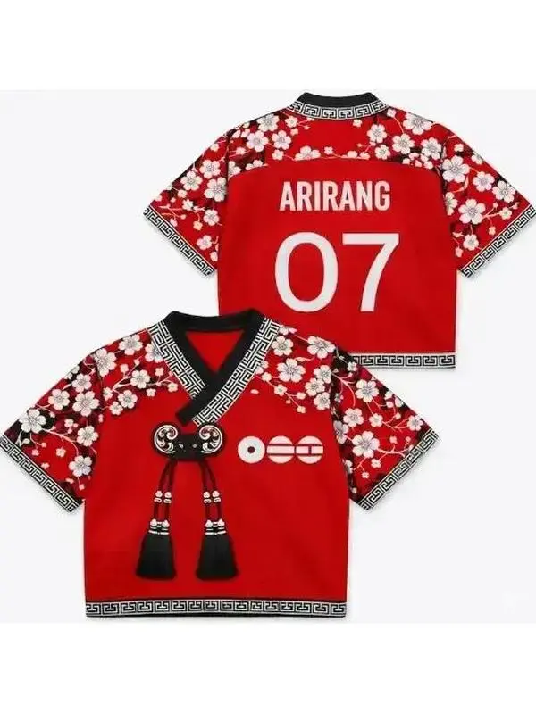 Kpop Music Word Tour Jersey, Kpop Merch for Fan, World Tour Crop-top Hanbok Style Mesh Jersey, 2026 Concert Outfit for Army