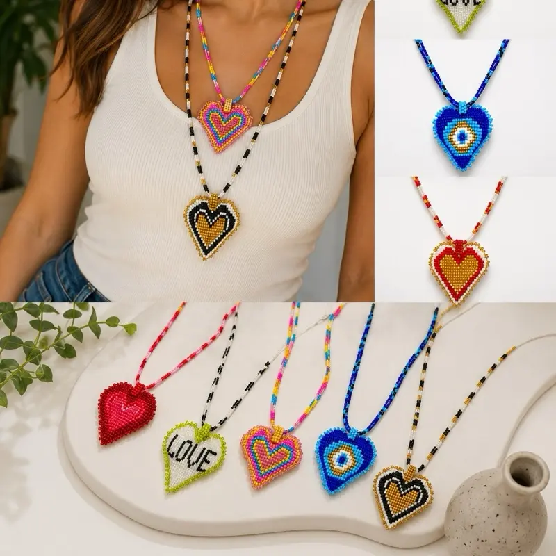Handmade Beaded Necklaces – Hearts, Stars & Colorful Charms