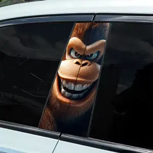 2 B-pillar anthropomorphic beast image stickers, Car Decals, Car Decorative Sticker, waterproof and scratch-resistant, suitable for all models - Audi, Honda, Mitsubishi, Ford, Volkswagen, BMW, Opel, Peugeot; sedans, SUVs, MPVs