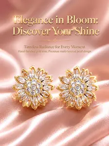 Sparkling Sunflower Stud Earrings  18K Gold Plated Hypoallergenic Earrings for Women