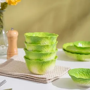 Cabbage Rice Bowl Dish Plate Household Ceramic Plate Dinner Plate 2025 New Creative Bowl Plate Set Underglaze Color Tableware