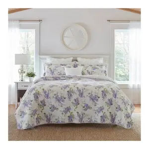 Laura Ashley Keighley Purple Full Queen Quilt-Sham Set