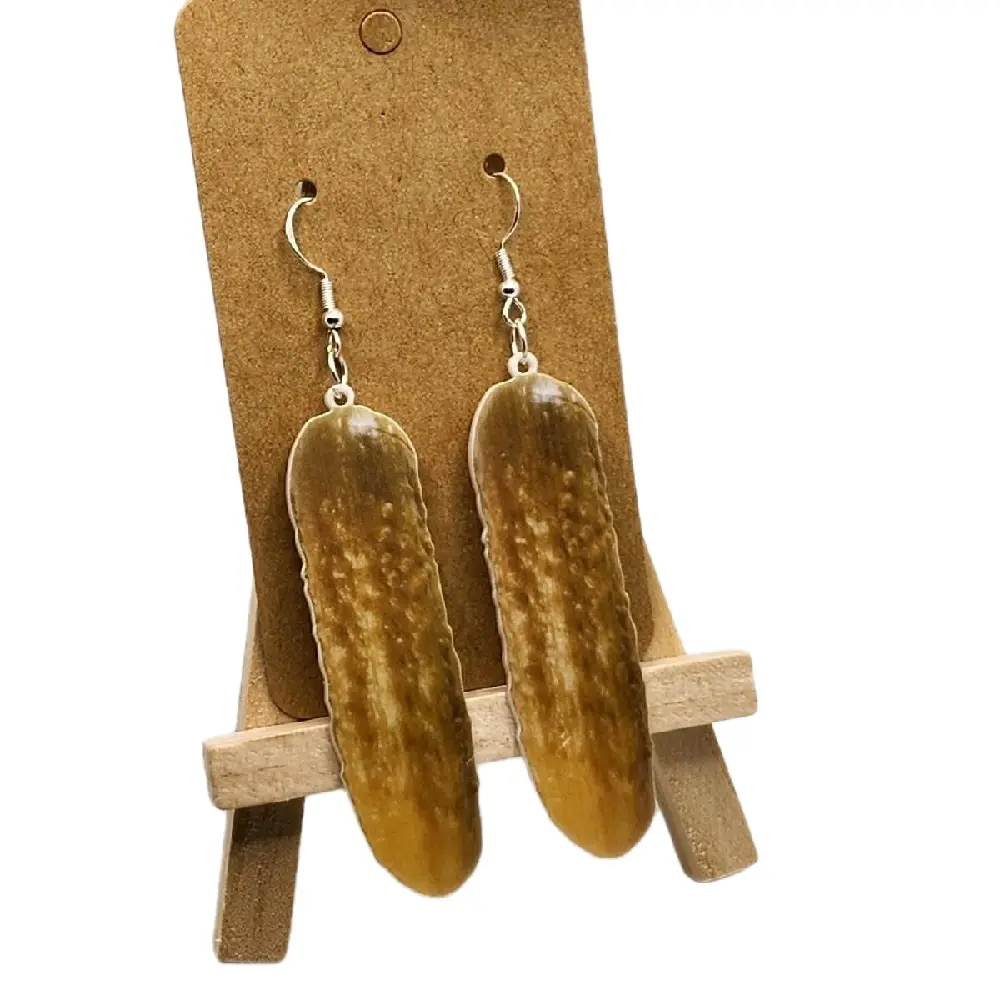 Pickle Earrings - 4 Inch Realistic Design Hook Earrings in Vibrant Green for Quirky Accessories