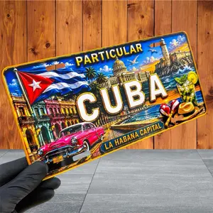 Cuba Collectibles Compact Size 6x12 in La Habana Capital Car License Plate for Home Decor Home Supplies Plaques & Signs