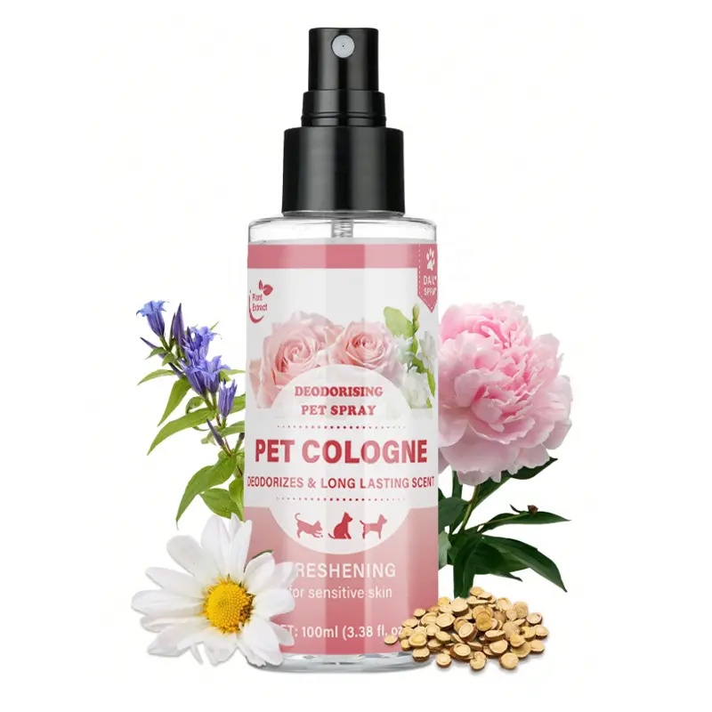 Dog Perfume Dog Grooming Cologne - Long-Lasting, Natural Deodorant for Dogs & Cats - Floral Scent (3.38 fl.oz/100ml)
