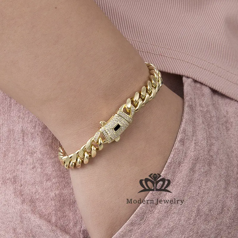 14k Gold Plated Miami Cuban Link Chain Bracelet, Thickened, Dense and Chunky 7.5/8.5 inch- Hip-Hop Jewelry for Men/Women Hypoallergenic Material, Sweat-Resistant, Chunky Gold Bracelet for Streetwear,Trendy Accessory Gift Black Friday