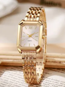 New Elegant Stainless Steel Band Quartz Watch, Adjustable Size, Analog Display, Casual Style, Stylish Watch, Perfect Gift for Women