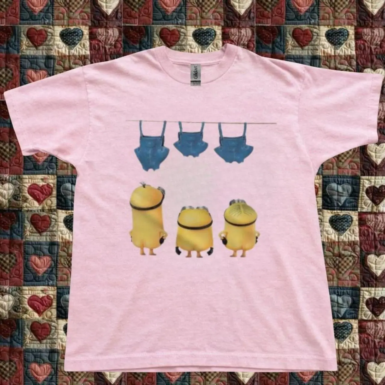 Minions T-shirt Vintage Minions Naked Laundry Line Graphic Tee, Retro Funny Movie Humor  Shirt, Loose Fit Unisex Top