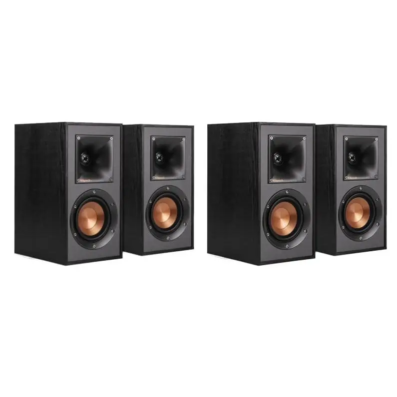 Klipsch Reference R-41M Wired Bookshelf Bass Speakers (2 Pairs - 4 Speakers), 4-In High-Performance Audio System, Aluminum LTS Tweeters, Compact Bass-Reflex Design, 200W Peak Power, Premium Stereo for Home/Office, Black, Watts
