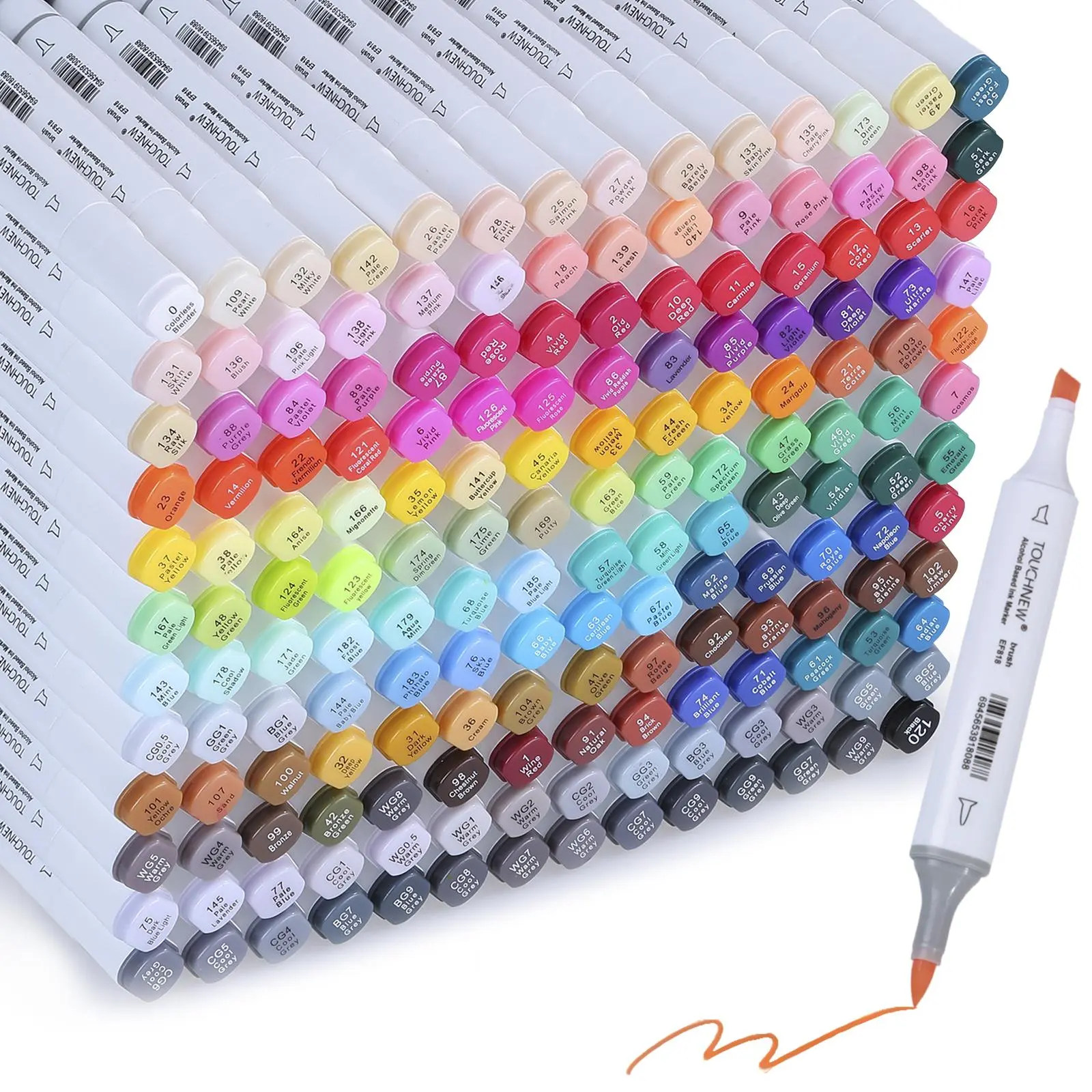 Dual Tip Marker Pen Set, 30/60/80/168pcs/set Soft Brush Permanent Alcohol Markers, Art Markers Set for Adults & Students, Waterproof Brush Marker, Permanent Drawing Markers, Dual Tip Pens, Dual End Marker, Coloring Supplies