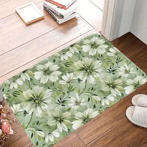 Sage Green Floral Doormat   Watercolor Botanical Entryway Mat, Non Slip, Absorbent, Easy Care, IndoorOutdoor Decor