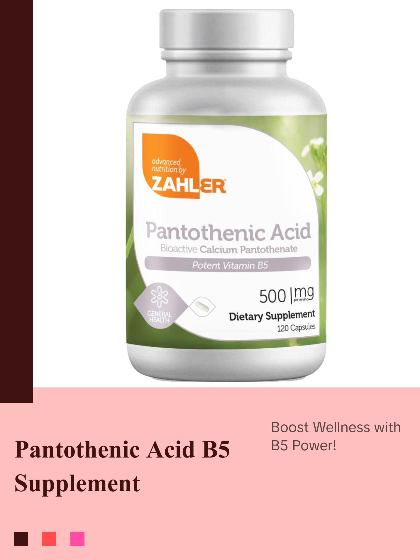 Zahler Pantothenic Acid Dietary Supplement - Supports Healthy Skin, Vitality and Overall Well-being