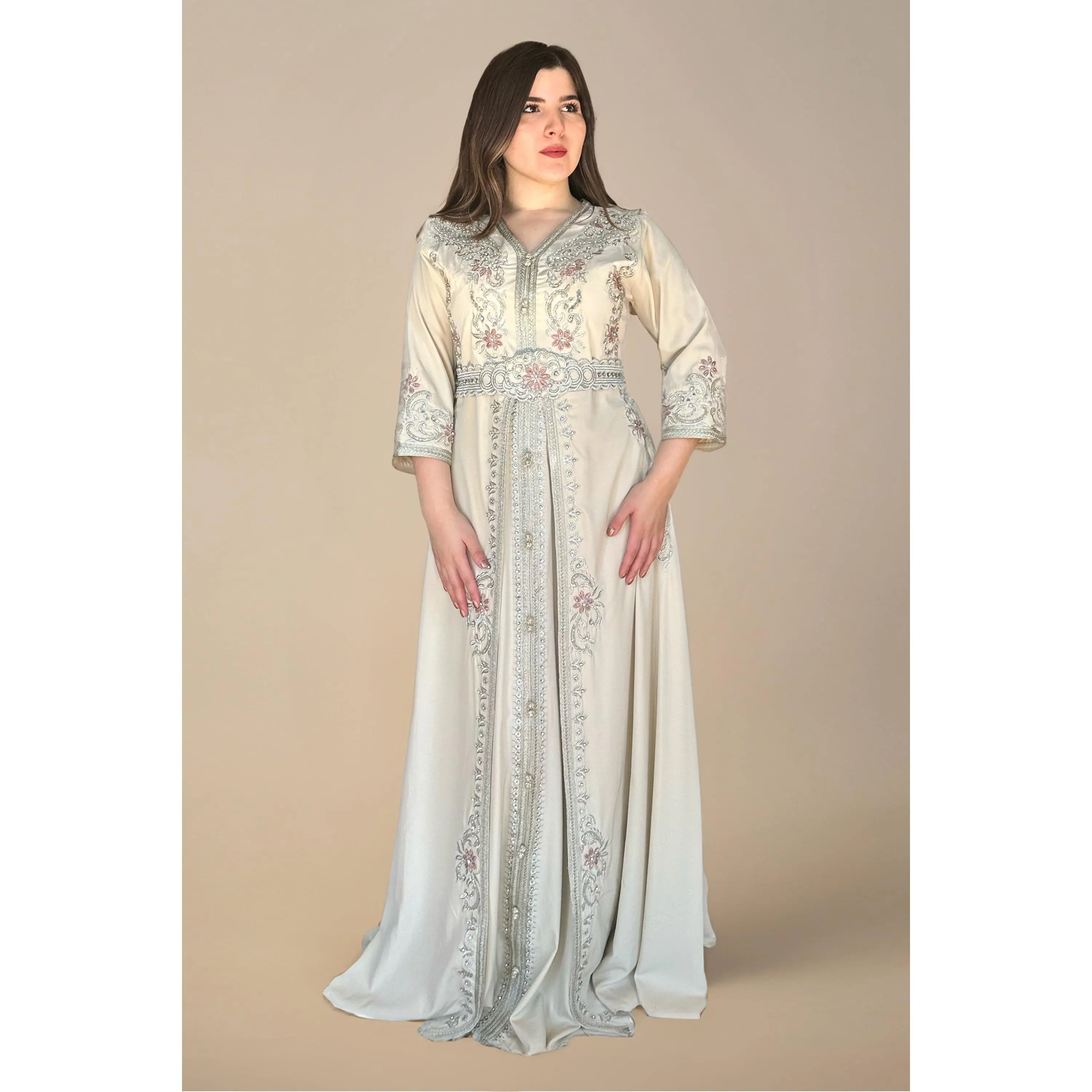 Aya Floral Embroidery Caftan