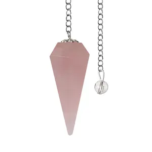 Rose Quartz Pendulum Crystal Divination Tools — Dowsing Pendulum Crystal with Crystal Ball for Meditation, Chakra Healing, Energy Work, Reiki, and Crystal Grid