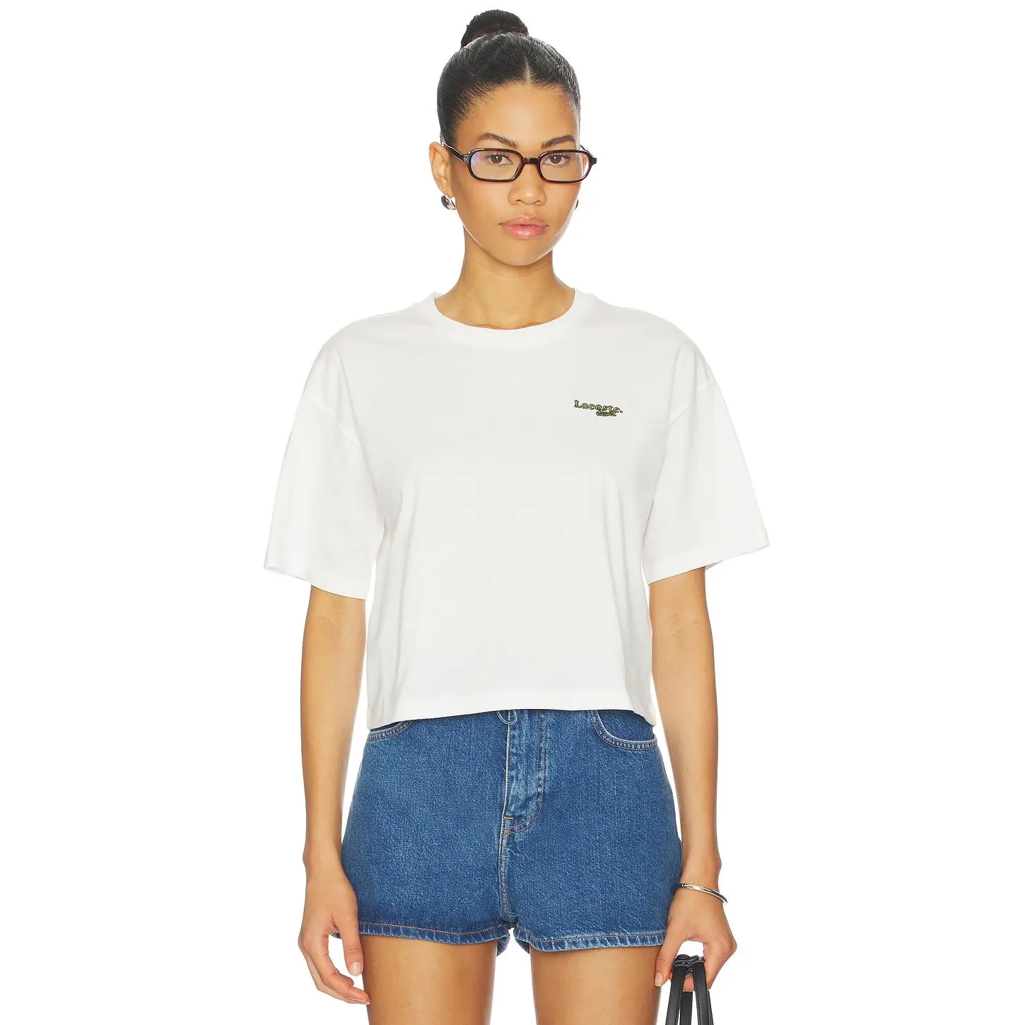 Lacoste Relaxed Fit Jersey Tee in White Lacoste Relaxed Fit Jersey Tee in White