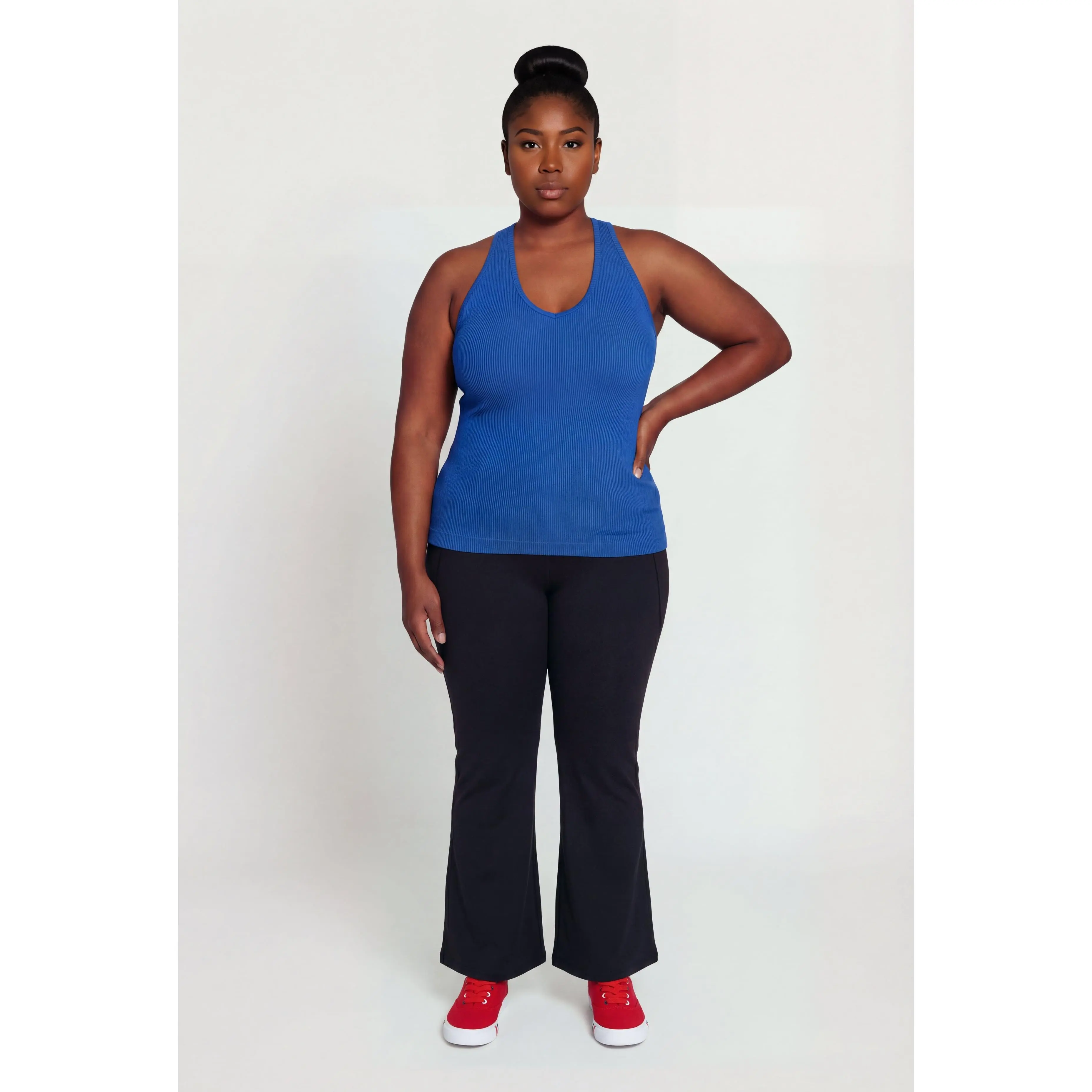 Plus Size Compression Rib Seamless Halter Top