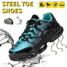 Steel Toe Shoes for Men Women Sneakers Wide Lightweight Safety Sneakers Comfortable Safety Shoes Colorful Tennis Work Shoes Black Closed