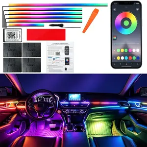 Yobis Acrylic Car LED Interior Ambient Light Strip, Car Atmosphere Light, RGB Flowing Decorative Light Strip, Car Accessories, Supports Wireless APP Control, Adopts RGB Color-Changing Technology, Over 16 Million Colors, Creating Cool Car Lighting Effects