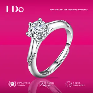 [Live Sale] R02 Silver Sterling S925 Moissanite Femilist Ring I DO Jewelry Women Accessories Elegant Beautiful Luxury Adjustable Beautiful and Luxurious No Fade No Rust with 1 Year Guarantee Passed Diamond Selector