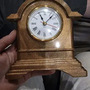 Mini Grandfather Clock with Roman Numerals and Gold Finish for Home Decor