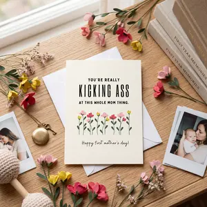 First Mother's Day card, Funny Mother's Day card, kick ass mom card, mothers day card for friend, 1st mothers day