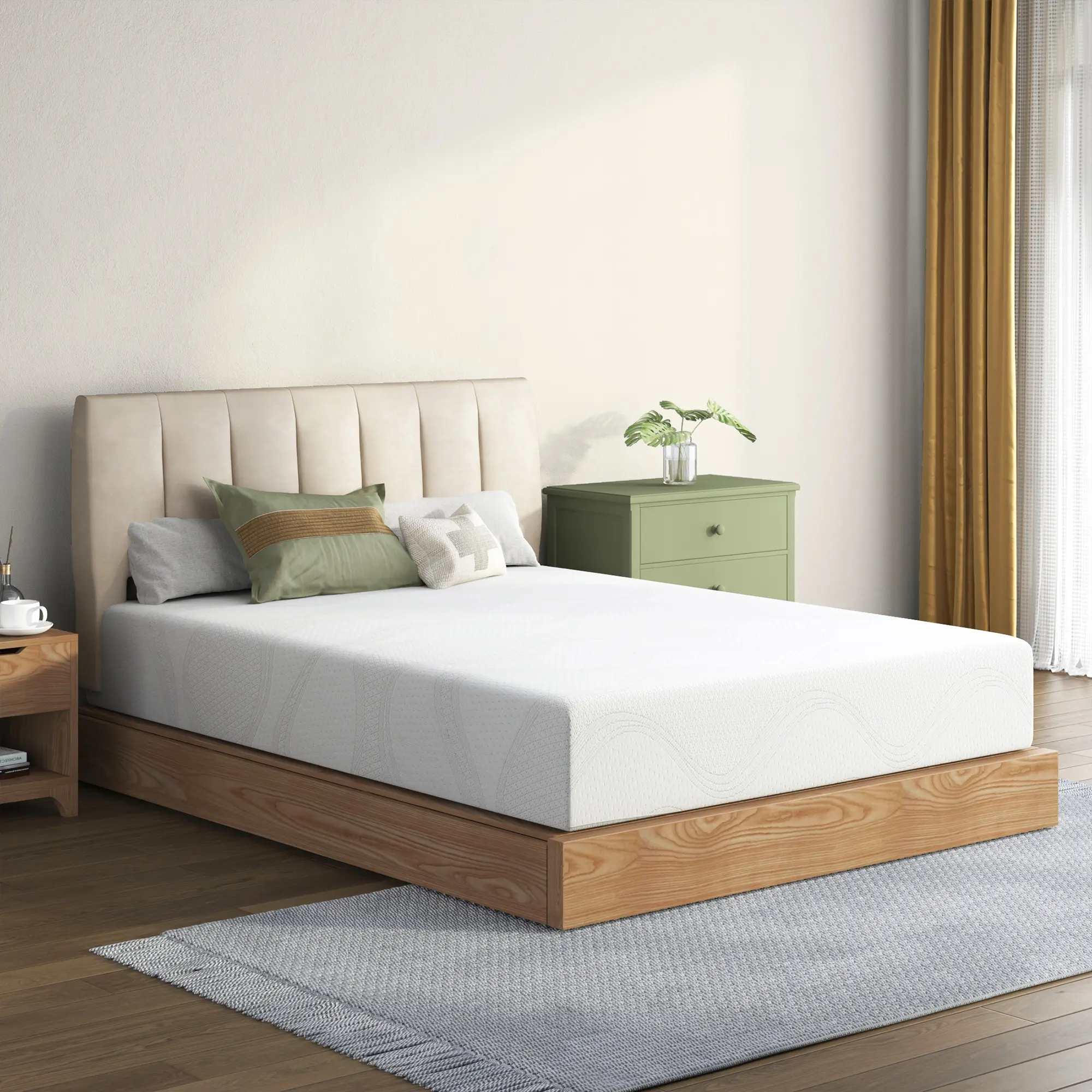 OPUL Full Size Memory Foam Mattress, 6 Inch Bed Mattress with Cooling Green Tea Gel, Pressure Relief with Medium Firm Support for Cool Sleeping, Zoned Pressure Relief, CertiPUR-US Certified, Easily Replaceable, White