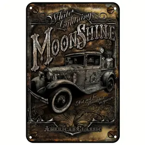 Moonlight Truck Metal Iron Nameplate Wall Art Deco Living Room Vintage Art Coffee Bar Logo Home Decor Gift decor 8X12 inches