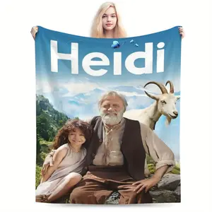 Comfortable and lightweight "Heidi and Grandpa" movie-themed blanket - Soft and warm polyester fiber, suitable for sofa, bed, travel, camping, office chair - All-season gift