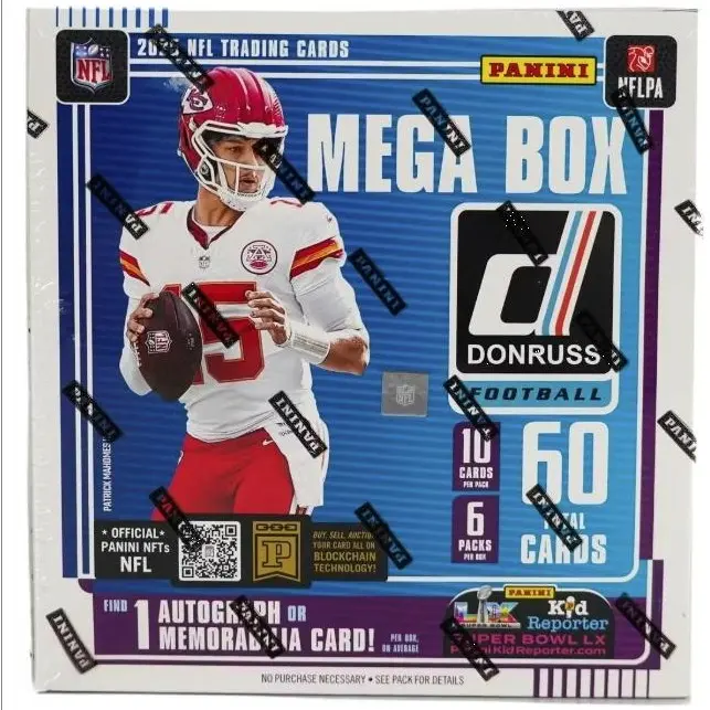 PANINI 2025 Donruss Football Mega Box Sports Trading Cards Set - 6 Packs per Box, 10 Cards per Pack, Red Wave Parallels, Downtown Hunt, Autograph Incl., Rated Rookies