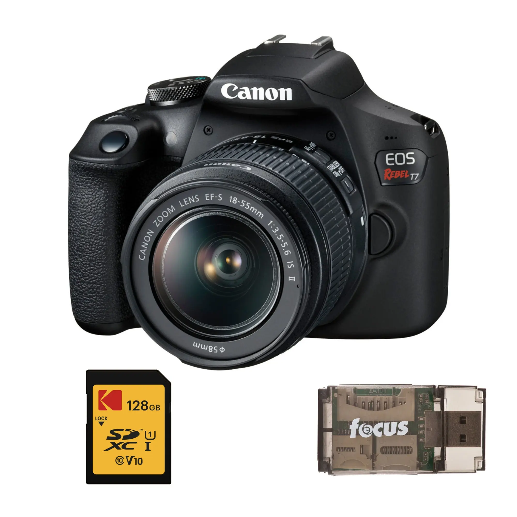 Canon EOS Rebel T7 DSLR Camera EF-S 18-55mm f/3.5-5.6 is II Lens Kit, 24.1 Megapixel CMOS (APS-C) Sensor, Full HD Videos, Built-in Wi-Fi, Beginner Photographers, Digital Camera, Black