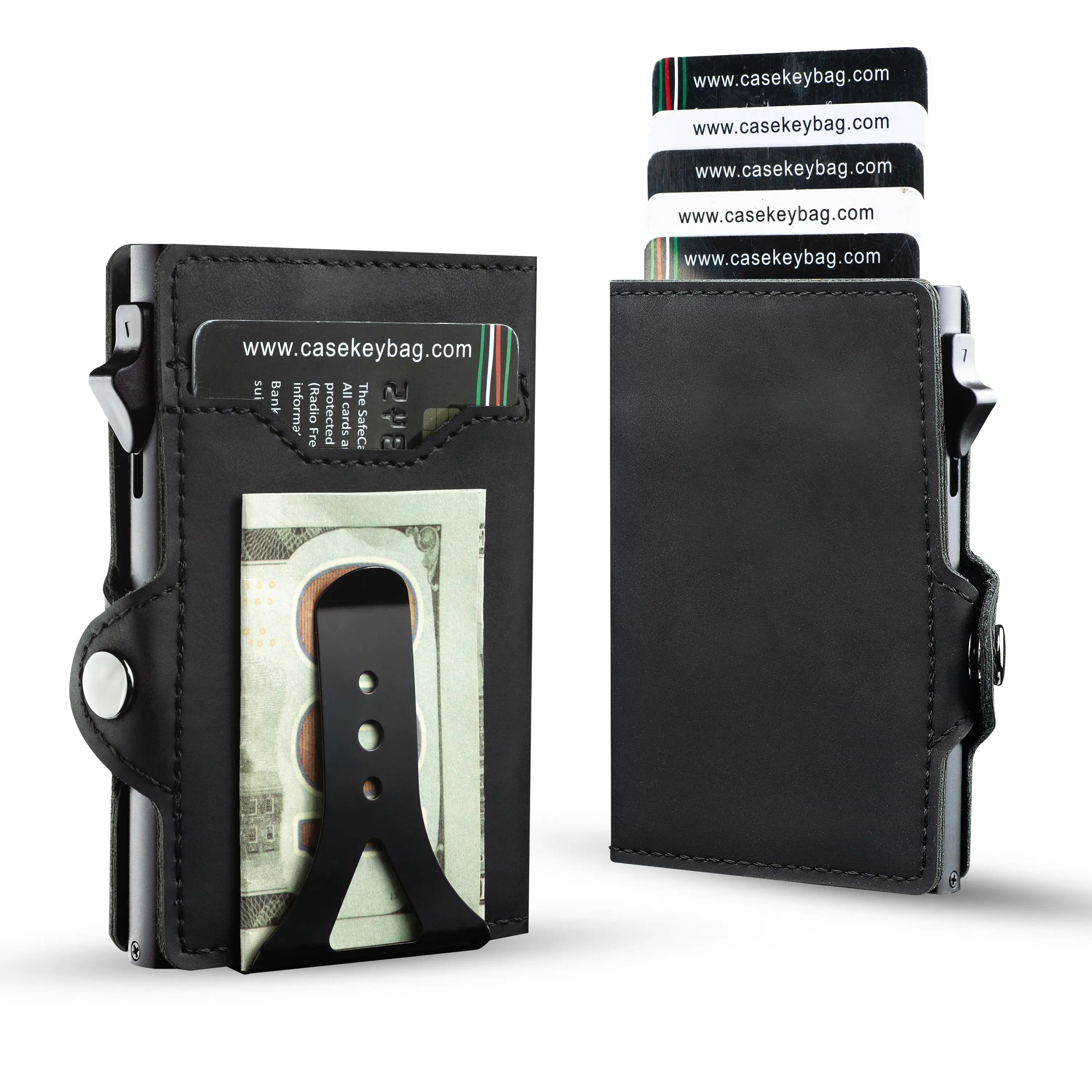 CaseKey Men's Anti Theft Business Minimalist Buckle Clip Wallet - 100% Recycled Vegan Leather, Aerospace-Grade Hardware, Fair Trade Certified Stitching, Lifetime Repair Guarantee, 7-10 Card Slots, Ultra-Slim, RFID Blocking, Father’s Day Gift Option, Anti,