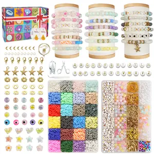 6mm 9200pcs Bracelet Making Kit, Clay Beads For Diy Friendship Bracelet Kit With Charms & Jewelry Making, Perfect For Bracelets, Necklaces, Earrings, Phone Straps, Christmas And Holiday Gifts. Crafts Handmade Crafts