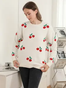 ComfyLuxe Cherries Pattern Luxury Soft Sweater