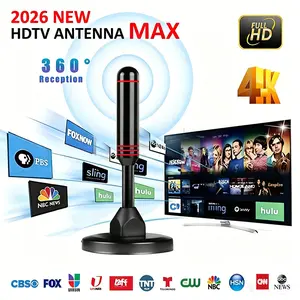 Indoor suction cup TV antenna for smart TVs, digital, 360° reception of digital HDTV signals, supports local channels, supports 1080P and 4K resolution, strong magnetic base - compatible with all TVs.