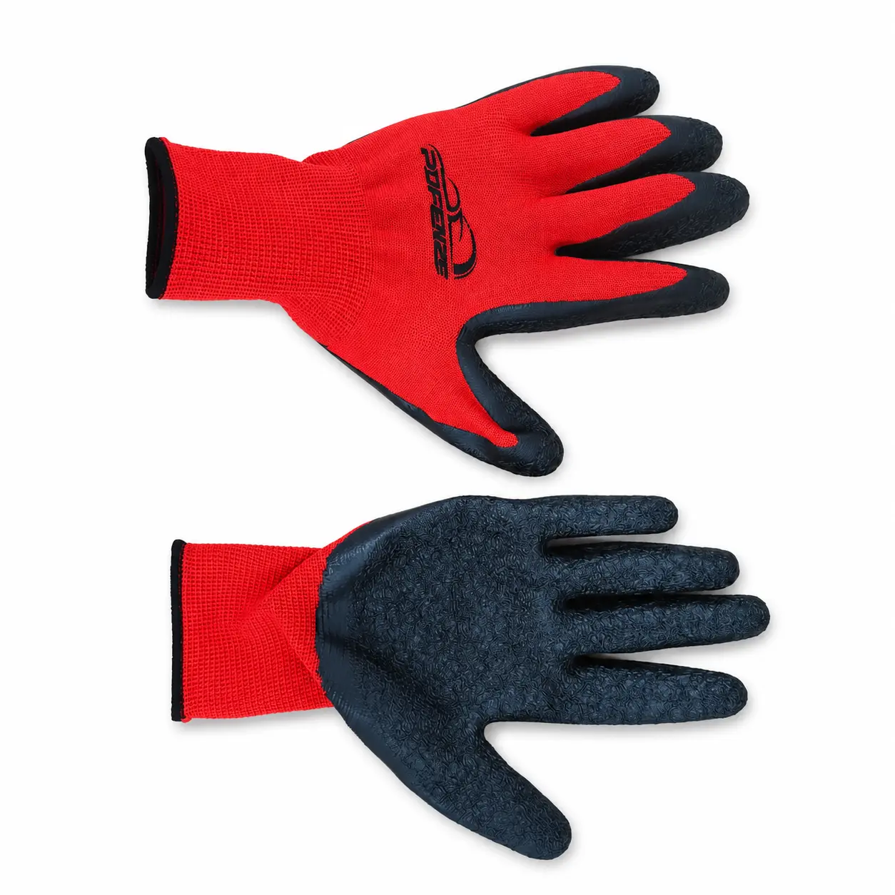 POFENZE Red and Black Latex-Coated Work Gloves with Non-Slip Grip for Construction, Gardening, Warehouse, Moving
