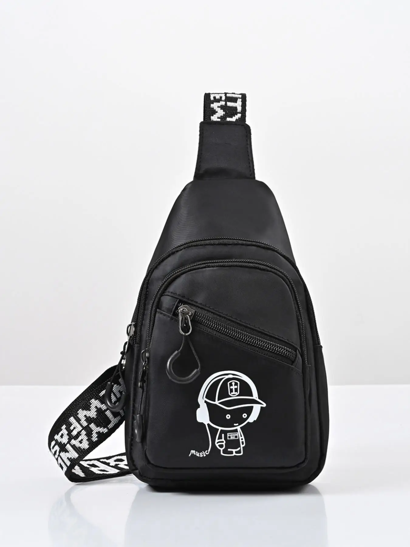 Men's Cartoon Graphic Print Zipper Bum Bag, Casual Pu Leather Belt Bag for Daily Outdoor, 2025 New Fanny Pack for Sports, Riding, Matching Chest Bag,