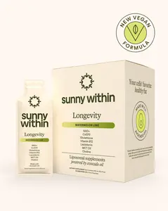 Longevity by Sunny Within - Watermelon-Lime Flavor (30 Pouches) - Liposomal Supplement containing: Glutathione, NAD+, CoQ10, Vitamin B12, Lactoferrin, MCT Oil, Choline for Antioxidant Support, Gut Health, Immunity Support, and Nervous System Support